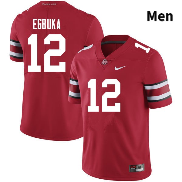 Ohio State Buckeyes Emeka Egbuka Men's #12 Red Authentic Stitched College Football Jersey